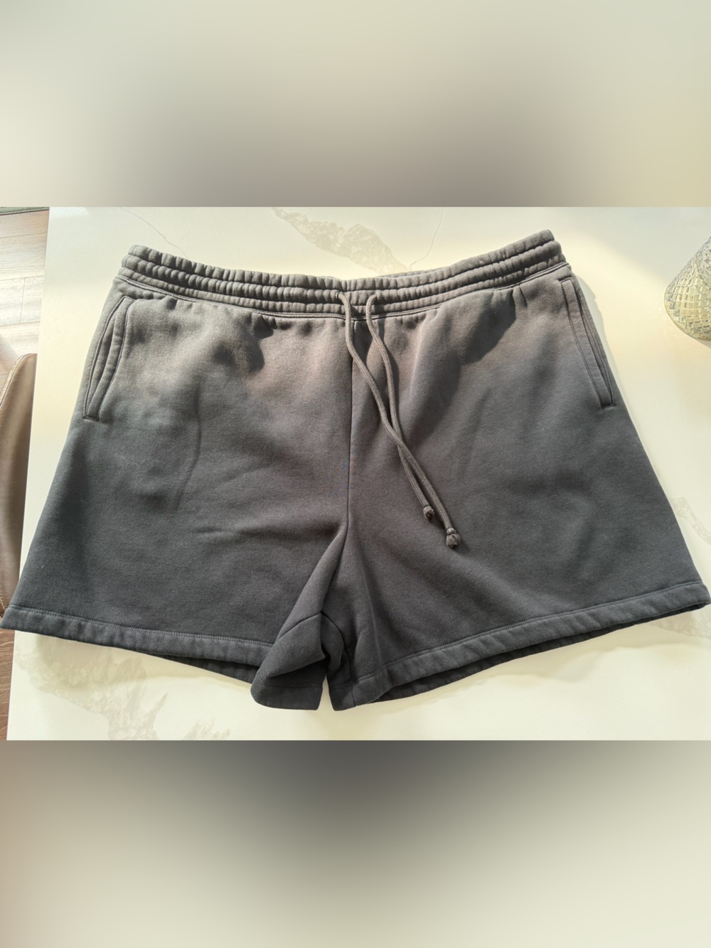 SKIMS Fleece Relaxed Short Mens 3X Washed Onyx Black Drawstring BO-SHO-S340M